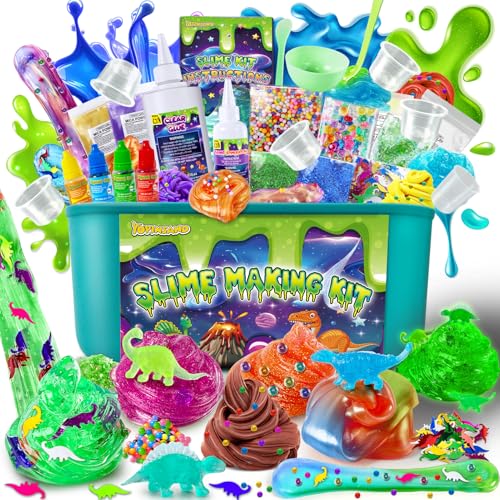 Dinosaurier Schleim Kit, Galaxy & Glow in The Dark Slime Making Kit für Kinder 6-12, DIY Schleim Kit mit Add-ins, Schaumstoffkugeln, Charms, Glitter, Dinosaurier Geschenk Spielzeug Dinosaurier Schleim Kit, Galaxy & Glow in The Dark Slime Making Kit für Kinder 6-12, DIY Schleim Kit mit Add-ins, Schaumstoffkugeln, Charms, Glitter, Dinosaurier Geschenk Spielzeug von YOPINSAND