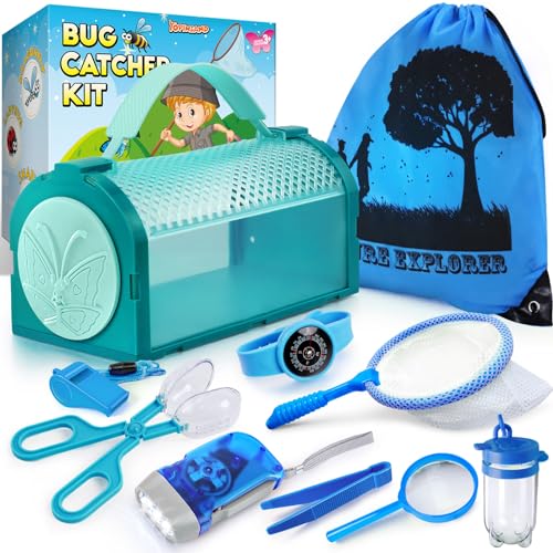 YOPINSAND Insektenbox für Kinder, Outdoor Spielzeug Geschenke für Kinder Jungen, Outdoor-Käferfangbehälter mit Vergrößerungsglas, Rucksack, Taschenlampe, Schmetterlingsnetz, Kompass Uhr von YOPINSAND