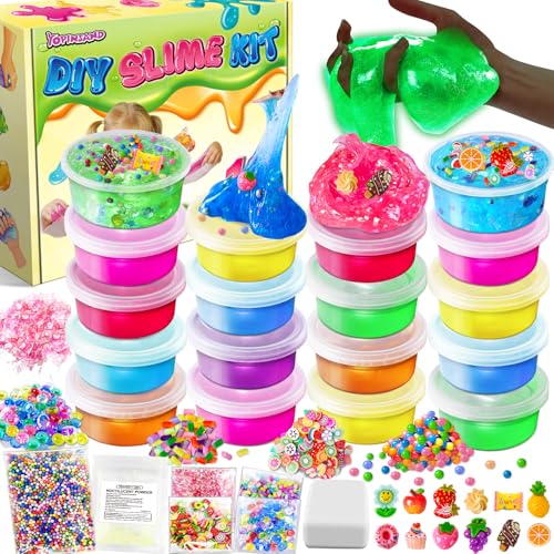 YOPINSAND 18 Farben DIY Schleim Kit, Slime Making Kit für Mädchen, Crystal Clear Slime, Glow in The Dark Slime mit Add-Ins Schaumstoffkugeln, Charms, Glitter, Geschenk-Spielzeug für Kinder YOPINSAND 18 Farben DIY Schleim Kit, Slime Making Kit für Mädchen, Crystal Clear Slime, Glow in The Dark Slime mit Add-Ins Schaumstoffkugeln, Charms, Glitter, Geschenk-Spielzeug für Kinder von YOPINSAND