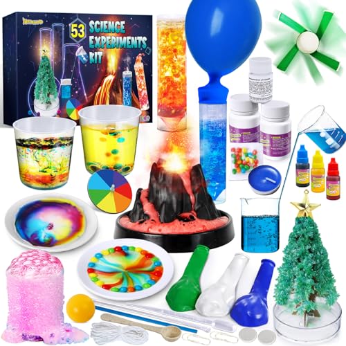 YOPINSAND 53 Experimente Kits für Kinder Jungen Mädchen, Chemie Set STEM Wissenschaftler Spielzeug, Vulkan Experimentierkasten Labor Geburtstag Geschenke von YOPINSAND