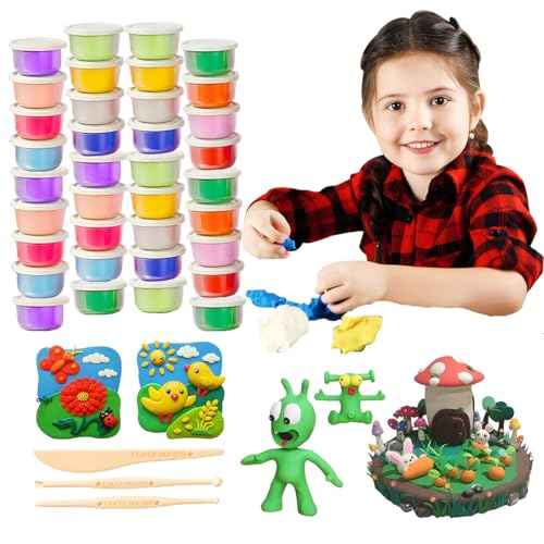 YORISMAL Modelliermasse Lufttrocknend - 36 Farben Knete Set,3 Stück Knetwerkzeug,Spielzeug Geschenke für Kinder Jungen Mädchen ab 3 4 5 6 7 8-12 Jahre von YORISMAL