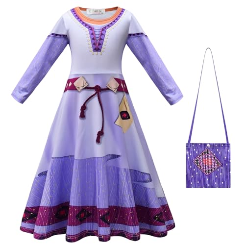 YOSICIL ASHA Prinzessin Kostüm mit Tasche Wish Asha Wunschkleider Kleidungsstück Erwachsene Kleid Outfit für Kindergarten Geburtstagsfeiern Halloween Weihnachten Karneval, 120 von YOSICIL