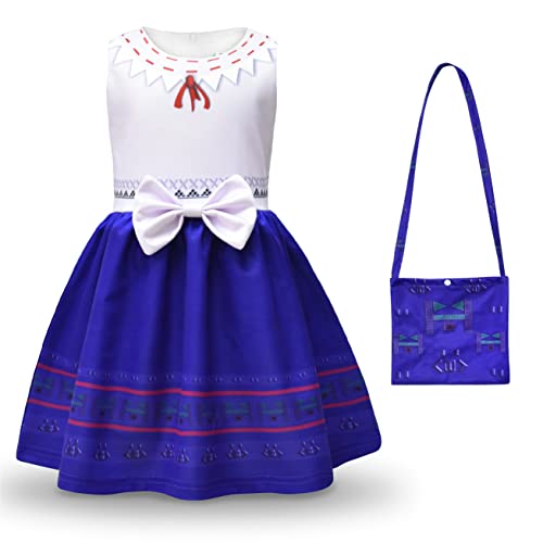 YOSICIL Encanto Luisa Mädchen Prinzessin-Kostüm Verkleidung Ärmelloser Kleider mit Schleife für Weihnachten Cosplay Halloween Karneval Geburtstagsfeier Party mit Zubehör, BLau B, 100 YOSICIL Encanto Luisa Mädchen Prinzessin-Kostüm Verkleidung Ärmelloser Kleider mit Schleife für Weihnachten Cosplay Halloween Karneval Geburtstagsfeier Party mit Zubehör, BLau B, 100 von YOSICIL