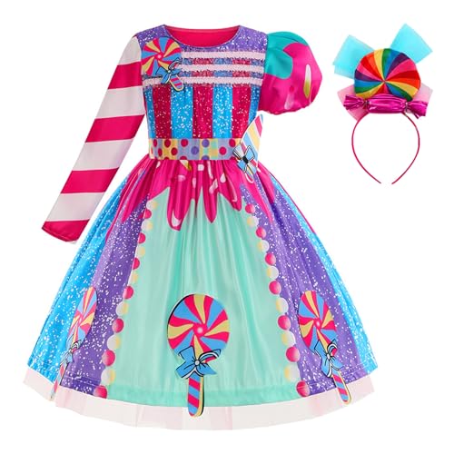 YOSICIL Kleine Prinzessin Kostüm Haarreif Süßigkeiten-Kleid Dress Up Tüllkleid für Mädchen Lutscher-Kleid für Karneval Halloween Karneval Verkleidung Cosplay Geburtstagsfeiern Partys Rollenspiele, L von YOSICIL