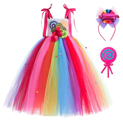 YOSICIL Mädchen Kostüm Tutu mehrfarbiges Kleid Kinder Dress up Set für Verkleidung Halloween Karneval Kindergarten Geschenk Geburtstag Cosplay, mehrfarbig, 110 von YOSICIL