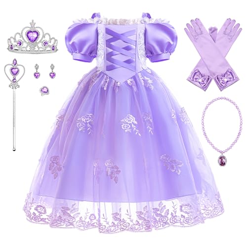 YOSICIL Prinzessin Kleid für Mädchen Tüll Kinder Kostüm Baby Fancy Dress up Set Outfits für Hochzeit Partys Verkleidung Halloween Geschenk Geburtstagsfeiern Cosplay, Rosa, 100 von YOSICIL