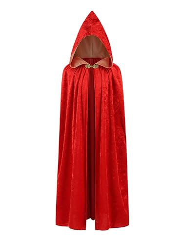 YOSICIL Roter Umhang mit Kapuze für Mädchen Kinder Rotkäppchen Cape für Baby für Prinzessinnenkleid Fancy Cape für Cosplay Halloween Karneval Verkleidung Weihnachten Winter, Rot, M von YOSICIL