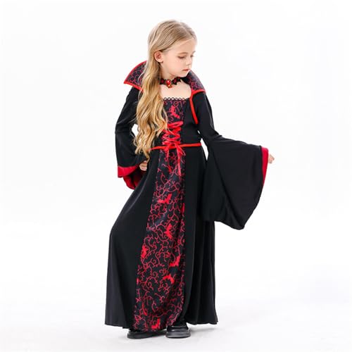 YOSICIL Vampirprinzessin-Kostüm für Mädchen Kinder Böse Hexe Kleider Mittelalter Gothic Vintage Outfits mit Kollier für Geschenk Halloween Cosplay Verkleidung Rollenspiele Fasching, Schwarz, XL YOSICIL Vampirprinzessin-Kostüm für Mädchen Kinder Böse Hexe Kleider Mittelalter Gothic Vintage Outfits mit Kollier für Geschenk Halloween Cosplay Verkleidung Rollenspiele Fasching, Schwarz, XL von YOSICIL