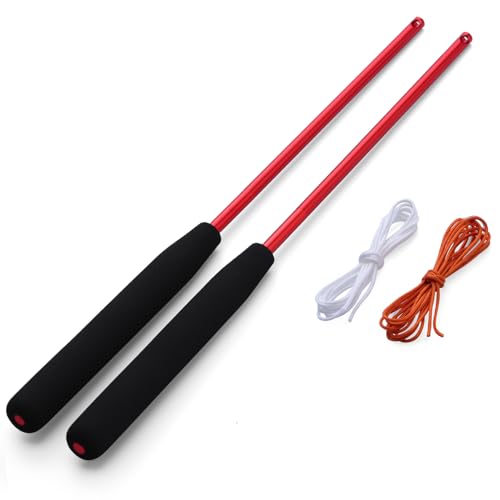 YOSTAR Diabolo-Stäbe, chinesisches JoJo – Diabolo-Handstäbe aus Aluminiumlegierung für Diabolo, Durchmesser mittel, Größe 5, mit Diabolo-Schnur (Rot) von YOSTAR