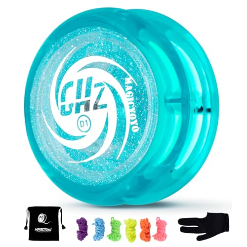YOSTAR JoJo D1 GHZ - Einfach einfach zu Spielen Yo Yo mit Glitter, Looping Responsive JoJo für Kinder und Anfänger, Durable Kunststoff Yo-yo für 2a Trick, mit 6 Extra Schnur, Handschuh, Tasche (Grün) YOSTAR JoJo D1 GHZ - Einfach einfach zu Spielen Yo Yo mit Glitter, Looping Responsive JoJo für Kinder und Anfänger, Durable Kunststoff Yo-yo für 2a Trick, mit 6 Extra Schnur, Handschuh, Tasche (Grün) von YOSTAR