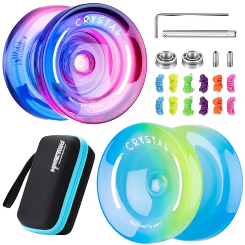 YOSTAR JoJo Kinder K2 Packung 2, Responsive Profi JoJo Mit Leerlauf, Trick Dual Zweck Jo Jo für Kinder, Stunt Jo Jo Unresponsive Jo-Jo Erwachsene, Mit Yo yo Lager, 12 Strings, Fall von YOSTAR