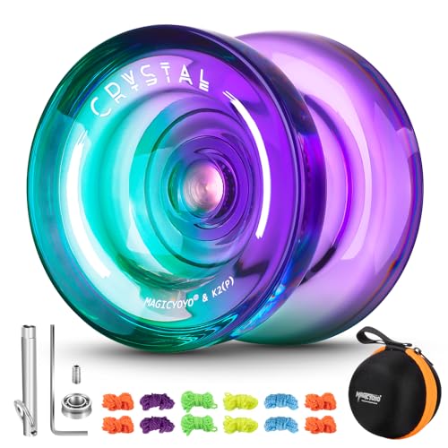 YOSTAR JoJo Profi K2 Kristall Responsive Jo Jo für Kinder, Trick JoJo Profi JoJo für Anfänger, Dual Zweck JoJo JoJo mit Leerlauf, Unresponsive Yoyo mit Kugellager + 12 JoJo Schnur + Yoyo Hülle von YOSTAR