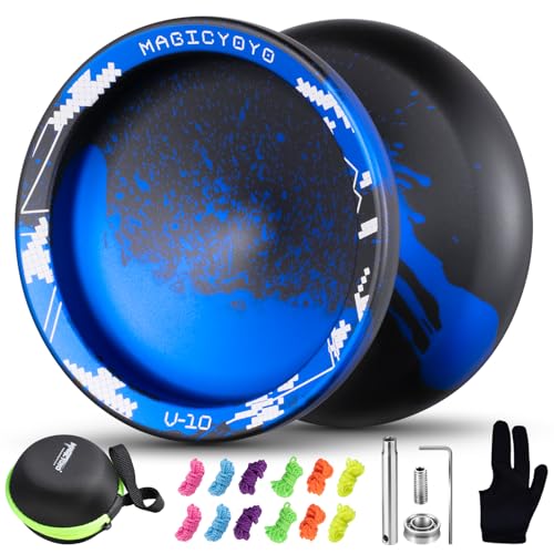 YOSTAR JoJo Profi V10 Plus, JoJo mit Leerlauf und Kugellager, Neo Spin Yoyo Trick für Kinder, Jo-Jo für Responsive Und Unresponsive, Metall Yo-Yo Für Anfänger Und Erwachsene, mit 12 Saiten, Zubehörse von YOSTAR