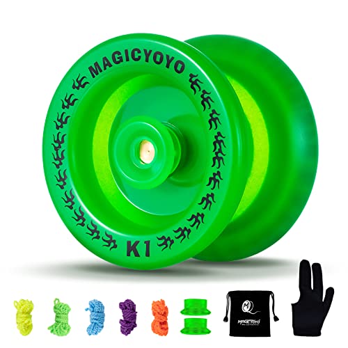 YOSTAR JoJo Responsive Yoyo für Kinder Anfänger, Professionelles Trick Yo-Yo K1 Glow in The Dark, Kinder JoJo Kunststoff Yoyo Einfach zu Spielen, Mit JoJo Tasche + JoJo Handschuhe + 2 Hubstacks von YOSTAR