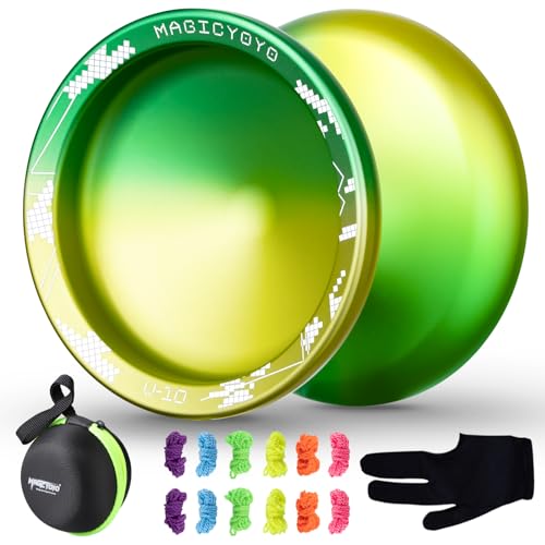 YOSTAR V10 Yoyo Profi Unresponsive JoJo mit Leerlauf, Trick Profi JoJo für Erwachsene, Metall Finger Spin Jo-jo Tricks, Professionelles Jo Jo mit 12 Schnur, Yo Yo Hülle, Handschuh von YOSTAR