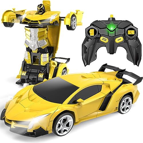 YOTOY Remote Control Car Transformator Ferngesteuertes Auto Spielzeug mit Fernbedienung RC Auto Roboter Spielzeug Spielzeugauto für 3 4 5 6 7 8 Jahre Kinder Junge Geschenk Geburtstag Spielsachen von YOTOY