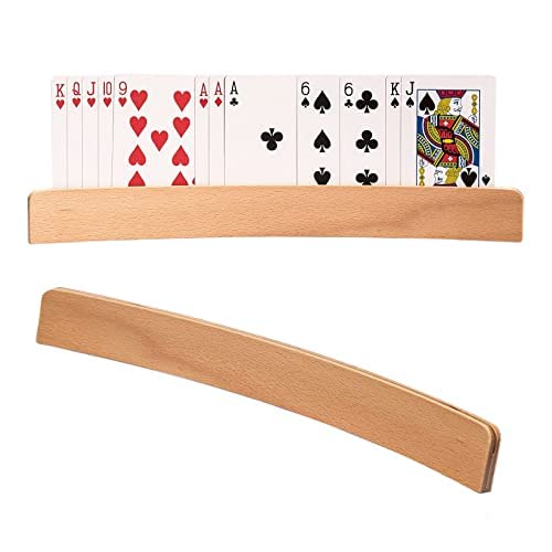 2Stück Spielkartenhalter,Holz Freisprech Kartenhalter,Stehender Pokerhalter,Spielkarten Halter für Behinderte Kinder, Senioren, Erwachsen von YOUDALIS