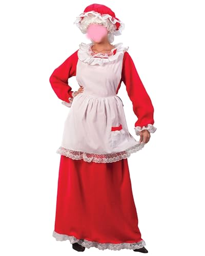 YOUDTIAN Damen Weihnachten Cosplay Kostüm Set Dienstmädchen Oma Langarm Kleid mit Hut Schürze für Weihnachten Rollenspiel (Stil 3, XL) von YOUDTIAN