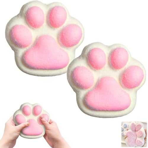 YOUKENE Handgefertigtes Taba Squishy Big Cat Paw Silikon-Quetschspielzeug zum Stressabbau 5 Zoll X-Large Size Cat Paw Giant Paw Squishy Fidget Toys (01-White) von YOUKENE