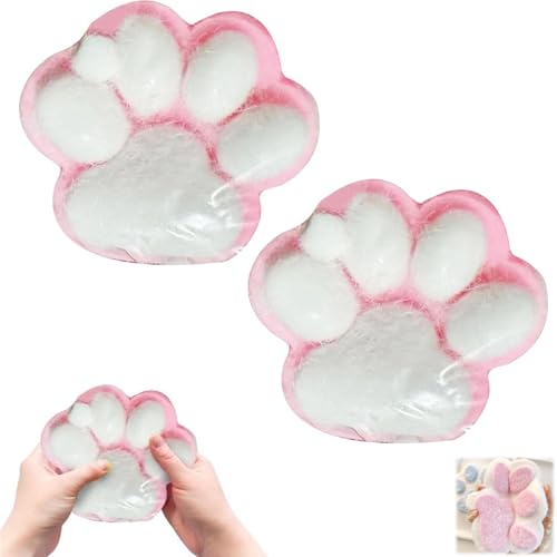 YOUKENE Handgefertigtes Taba Squishy Big Cat Paw Silikon-Quetschspielzeug zum Stressabbau 5 Zoll X-Large Size Cat Paw Giant Paw Squishy Fidget Toys (02-pink) von YOUKENE