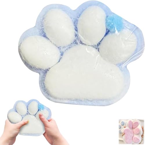 YOUKENE Handgefertigtes Taba Squishy Big Cat Paw Silikon-Quetschspielzeug zum Stressabbau 5 Zoll X-Large Size Cat Paw Giant Paw Squishy Fidget Toys (03-Blue) von YOUKENE