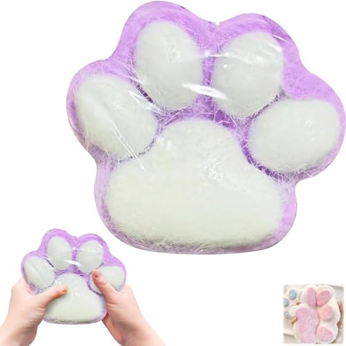 YOUKENE Handgefertigtes Taba Squishy Big Cat Paw Silikon-Quetschspielzeug zum Stressabbau 5 Zoll X-Large Size Cat Paw Giant Paw Squishy Fidget Toys (04-Purple) von YOUKENE