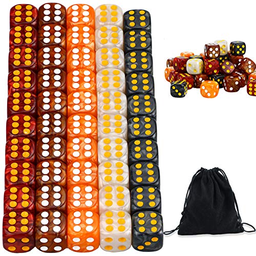 YOUSHARES 50 PCs Spiel Würfel Set mit KostenLosem Beutel – Multi-Farben Würfel, 6-seitige 16mm D6 Standard-Würfel, TischSpiele Würfel perfekt für Tenzi, Farkle, Bunco und Teaching Math von YOUSHARES