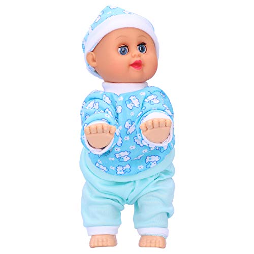 YOUTHINK Puppe Reborn Baby Doll Lebensechte Simulation Niedliche Babypuppe Elektrisches Puppenspielzeug Lachende Krabbelnde Puppenspielzeug(10in-blau) von YOUTHINK