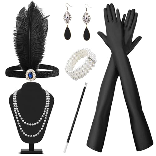 YOUWOSHE 6 Stück 20er Jahre Accessoires, Great Gatsby Accessoires Damen, Charleston Accessoires Damen, 20er Jahre Accessoires Damen für Maskerade Halloween Weihnachten Karneval von YOUWOSHE