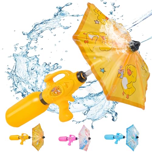 Wasserpistole Kinder mit Schirm, 500ml Wasserspritzpistole Spielzeug Große, Spritzpistolen Reichweite 8~10 M, Sowohl Offensive Defensive Wasserpistolen, für Kinder Garten Pool Sommerpartys Geschenk von YOUWOSHE