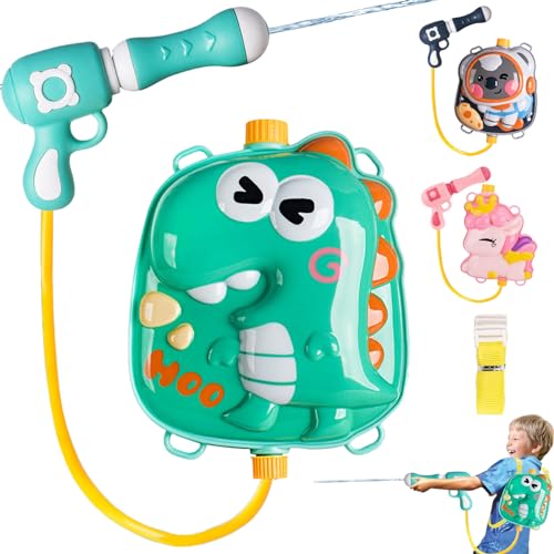 Wasserpistole für Kinder, Rucksack Wasserpistole Dinosaurier Verstellbaren Trägern, Spritzpistolen Reichweite 8 Meter 2000ml,Wasserspritzpistole für Kinder Sommer Spielzeug Garten Pool Party Geschenk von YOUWOSHE