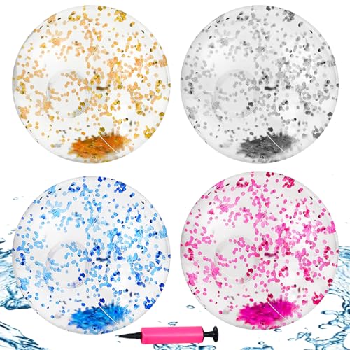 YOUWOSHE Aufblasbare Glitter Wasserbälle, 16 Zoll Strandbälle mit Luftpumpe, Schwimmbad Party Ball, Transparent Beachbälle für Sommeraktivitäten im Freien,Wasserspiele,Schwimmbad-Strandparty von YOUWOSHE