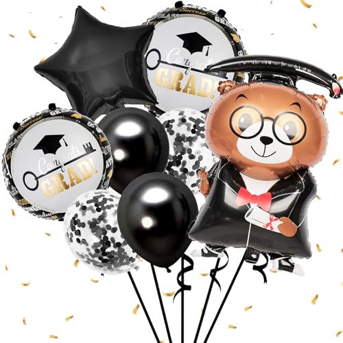 8 Stück Graduation Deko Luftballons, Abschluss Luftballon, Abschlussbären Ballons, Bestandene Prüfung Geschenk Luftballon, Absolventen Abi-Feier Zeugnis Geschenk-Deko Abitur Geschenke von YOUYIKE