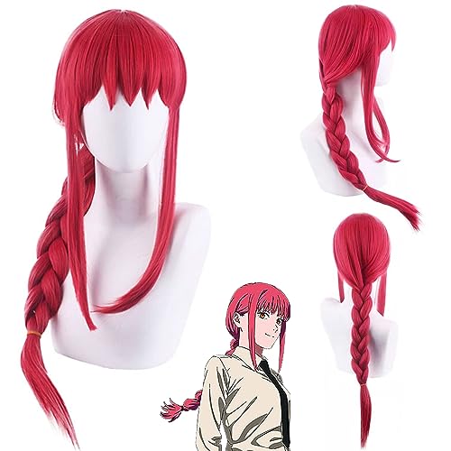 Makima Cosplay wig, Makima Lange Geflochtene Perücke mit Pferdeschwanz, Makima Cosplay Perücke für Frau und Mädchen Anime Cosplay Halloween Karneval Party von YOUYIKE