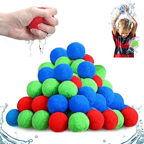 Wasserschlacht Bälle, 30/40/50 Stück Splash Bälle, wasserbomben wiederverwendbare circa 5cm, Wasserspielzeug Pool Spielzeug Strandspielzeug Bunt Gemischt Wasserball für Kinder Sommer Draussen(30pcs) von YOUYIKE