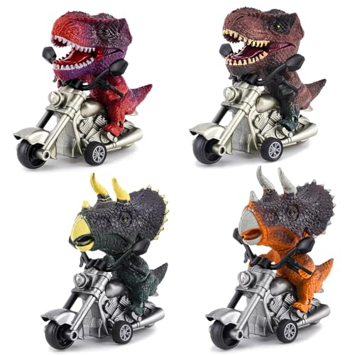 YOUYIKE Kinder Motorrad Spielzeug, 4 Stück Dino Mini Motorrad, Motorrad Spiele, Weihnachten Ostern Geburtstag Geschenk für 3 4 5 6 7 8 Jahre Jungen Mädchen von YOUYIKE