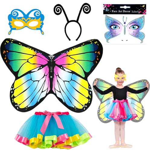 YOUYIKE 5 Stück Schmetterling Kostüm Mädchen, Schmetterlingsflügel Kinder, Schmetterling Kostüm, Faschingskostüme Kinder, für Halloween Kostüm, Karneval, Fasching, Mottoparty, Cosplay (C) von YOUYIKE