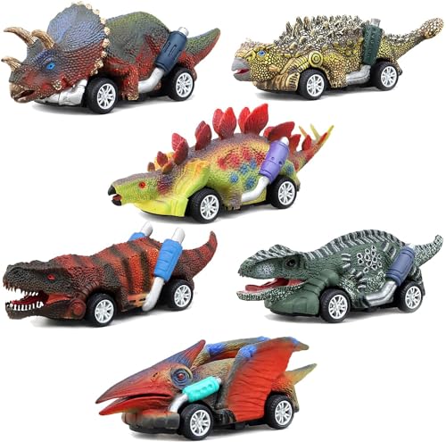 Dinosaurier Spielzeug Auto, 6 Stück Dino Auto Klein, Hot Wheels Dino, Dino Pull Back Car, Weihnachten Ostern Geburtstag Geschenk für 2 3 4 5 6 7 8 Jahre Jungen Mädchen von YOUYIKE