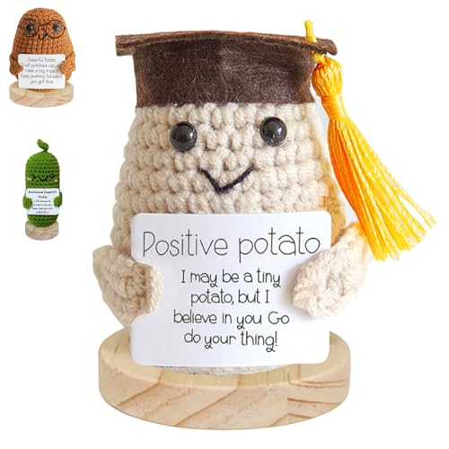 YOUYIKE 7cm Positive Potato, 7cm Pocket Hug Positive Potato, Plüsch Figuren Lustige Positive Kartoffel Puppe, Strickwolle Puppe Beste Freundin Lustige Geschenk für Familie Freund von YOUYIKE