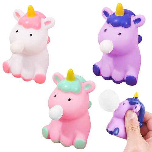 YOUYIKE 3 Stück Stress Spielzeug, Spucke Blase Squeeze Spielzeug, Einhorn Squeeze Toys, Anti Stress Spielzeug für Kinder und Erwachsene, Geburtstagsfeiern Geschenke, Anti Stress Spielzeug Geschenke von YOUYIKE