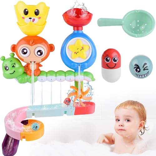 YOUYIKE Baby Badespielzeug Set, Badewanne Spielzeug mit Wasserräder, Ente, Frosch, Baby Badewannenspielzeug, Wasserspielzeug Badespaß für Mädchen Junge von YOUYIKE