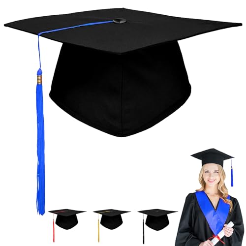 YOUYIKE Master Abschluss Hut, Absolventenhut mit Blau Quaste, Verstellbar (48-58 cm) Graduation Hat, Doktorhut für Abschlussfeiern vom Studium, Universität, Hochschule Graduation Geschenk von YOUYIKE