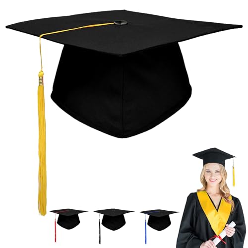 YOUYIKE Mentor Hut, Abschluss Hut, Absolventenhut mit Gelb Quaste, Verstellbar (48-58 cm) Graduation Hat, Abschluss Hut für Abschlussfeiern vom Studium, Universität, Hochschule Graduation Geschenk von YOUYIKE