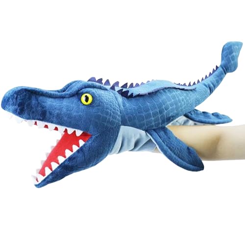 YOUYIKE Mosasaurus Handpuppen Dinosaurier Kuscheltier Handpuppen für Kinder Handpuppen Tiere Jurassic World Dino Kuscheltier Interaktives Dinosaurier Spielzeug Ab 3 Jahre Kind（30cm） von YOUYIKE