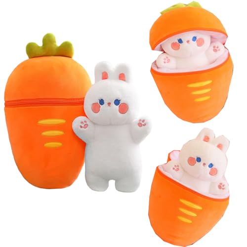 YOUYIKE Halloween Karotte Plüschtier, 30CM Karotte Hasen Kuscheltier, Hasen Verstecken, Karotte Erdbeer Kuscheltier Hase Stofftier Hasen für Valentinstags Weihnachten Geburtstag für Kinder von YOUYIKE