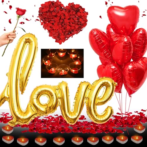 YOUYIKE Herz Heiratsantrag Deko Set, Luftballons Valentinstag Deko, Red Hearts Balloons Pack of 6 Romantisch Rot Herz Balloon Valentine'S Day Love Folienballon Herz Geburtstagsdeko Frauen von YOUYIKE