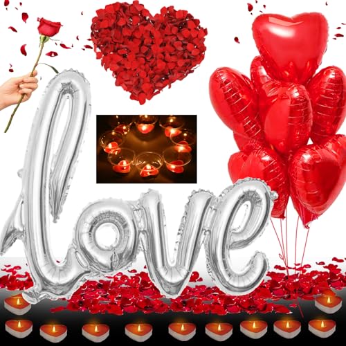 YOUYIKE Herz Heiratsantrag Deko Set, Luftballons Valentinstag Deko, Red Hearts Balloons Pack of 6 Romantisch Rot Herz Balloon Valentine'S Day Love Folienballon Herz Geburtstagsdeko Frauen von YOUYIKE