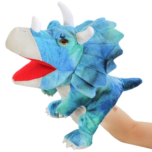 YOUYIKE Triceratops Hand 30cm Puppets Dinosaurier Kuscheltier Handpuppen für Kinder Handpuppen Tiere Jurassic World Dino Kuscheltier Interaktive Dinosaurier Spielzeug Ab 3 Jahre Kind von YOUYIKE