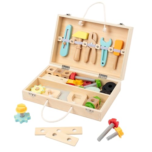 Werkzeugkoffer Kinder Spielzeug Werkzeug Kinder Holz Holzbaukasten Kinderwerkzeug Lernspielzeug Werkzeug Koffer Kinder Weihnachten Geschenk Kinderspielzeug Spiele von YOXACT