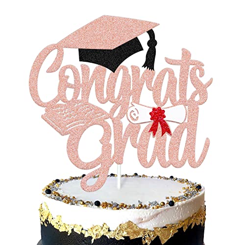 Congrats Grad Cake Topper Klasse von 2022 Tortendekoration We are So Proud of You Finally Done You Did It Thema, High School College Graduation Party Supplies (Roségold) von YOYMARR